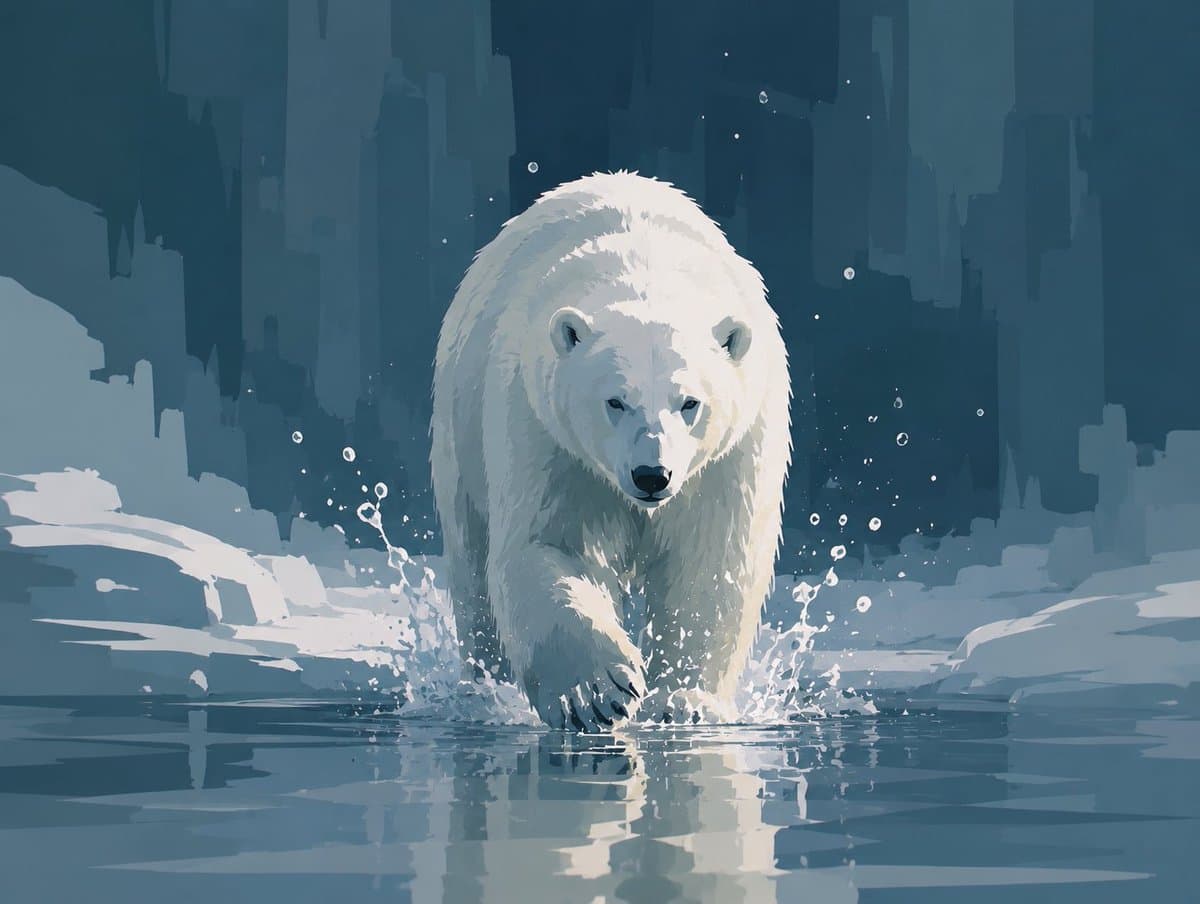 Abstract Polar Bear In Icy Water Gallery