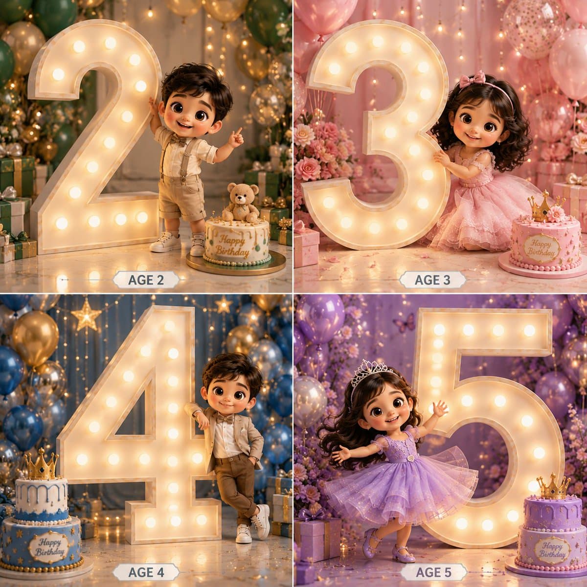 Artistic 3D Luxury Birthday Kids Collage