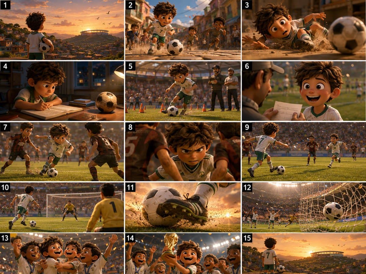 Breathtaking 15 Panel Football Boy Storyboard