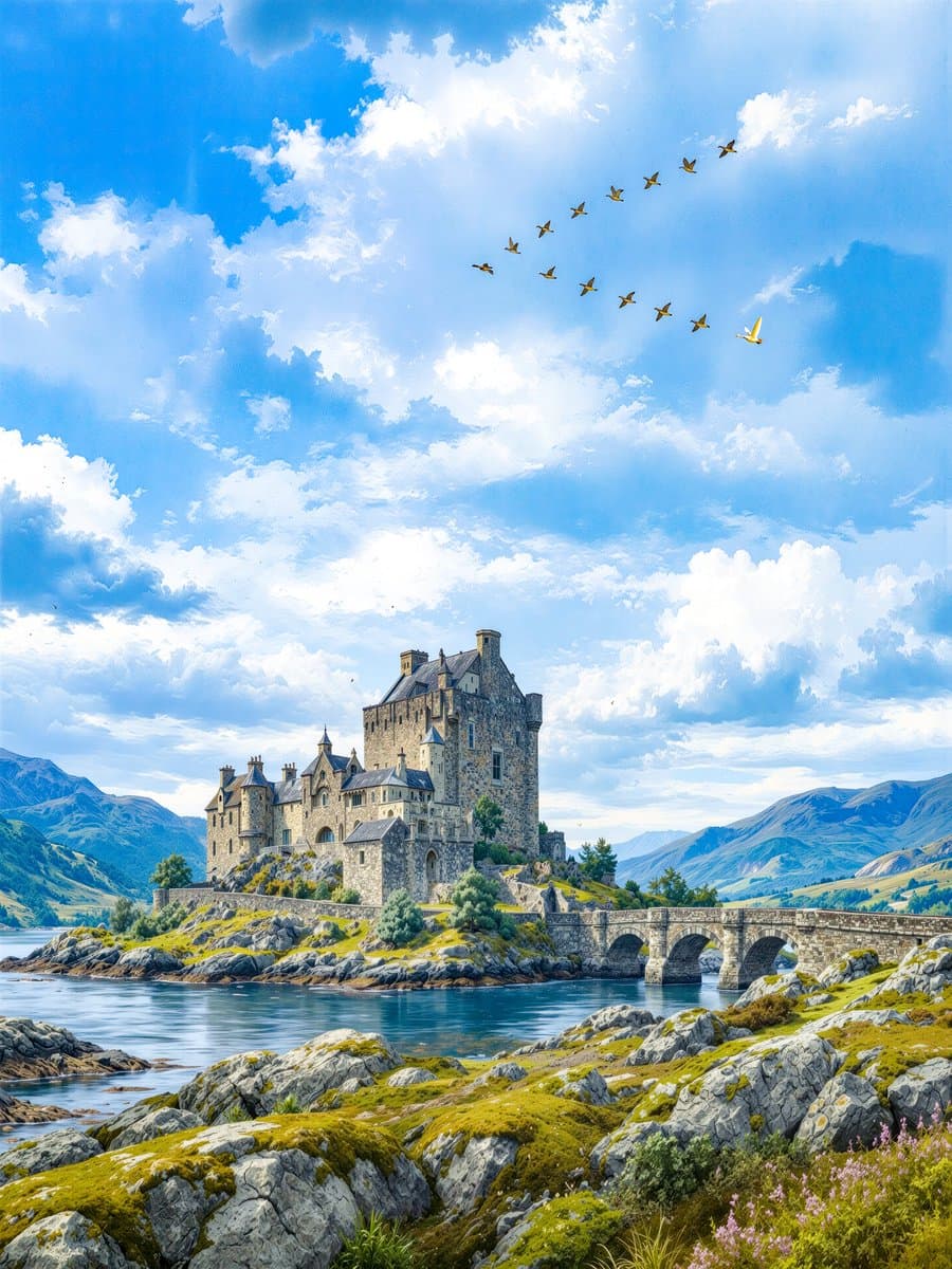 Captivating Castle Island With White Goose Visuals