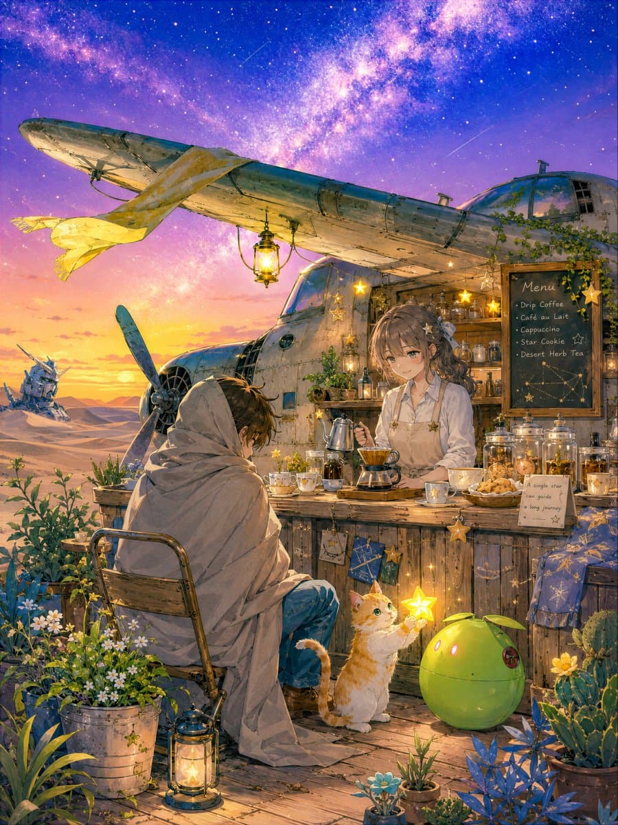 Desert Cafe Escape Story Composition