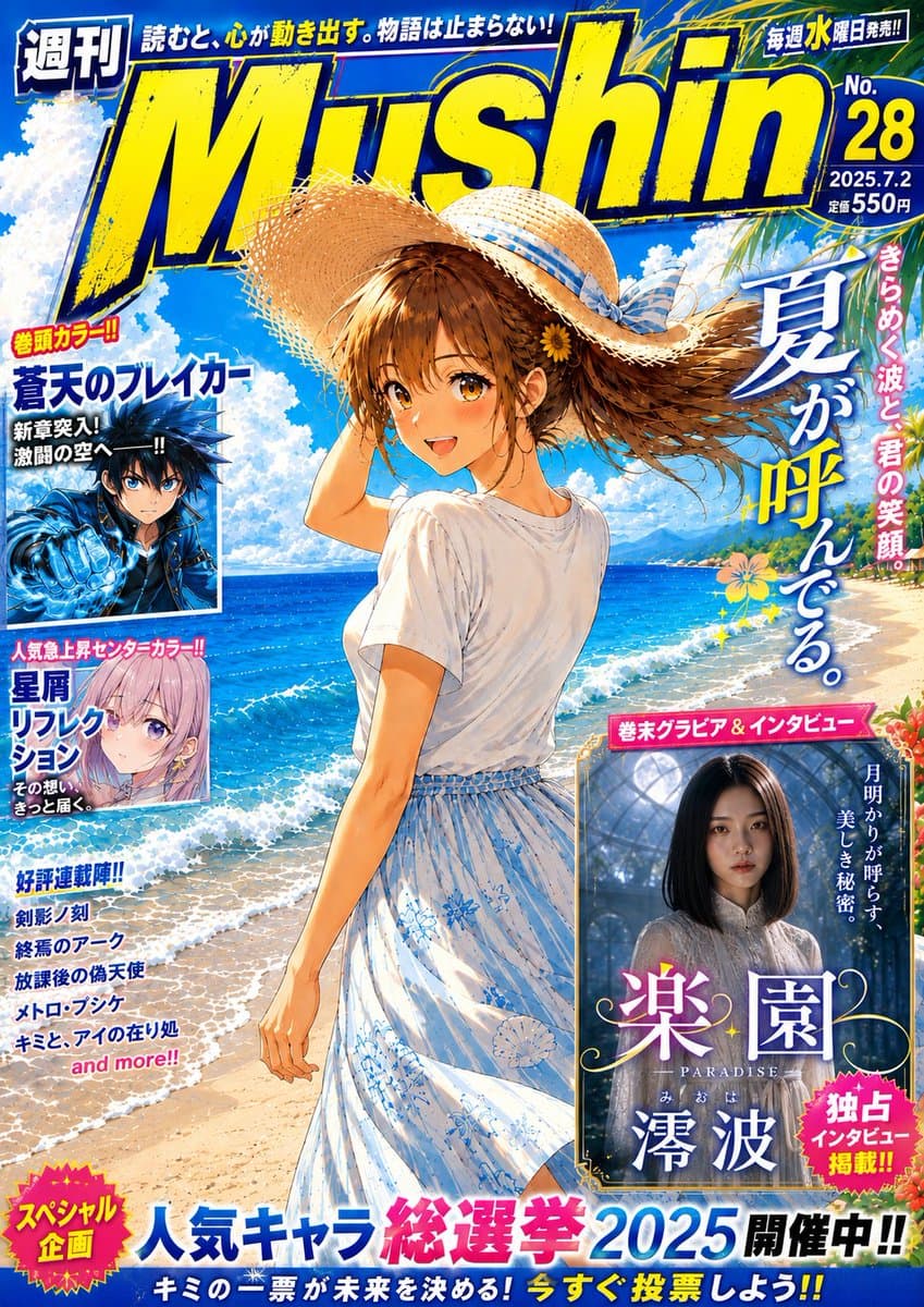 Exquisite Fictional Summer Manga Magazine Cover
