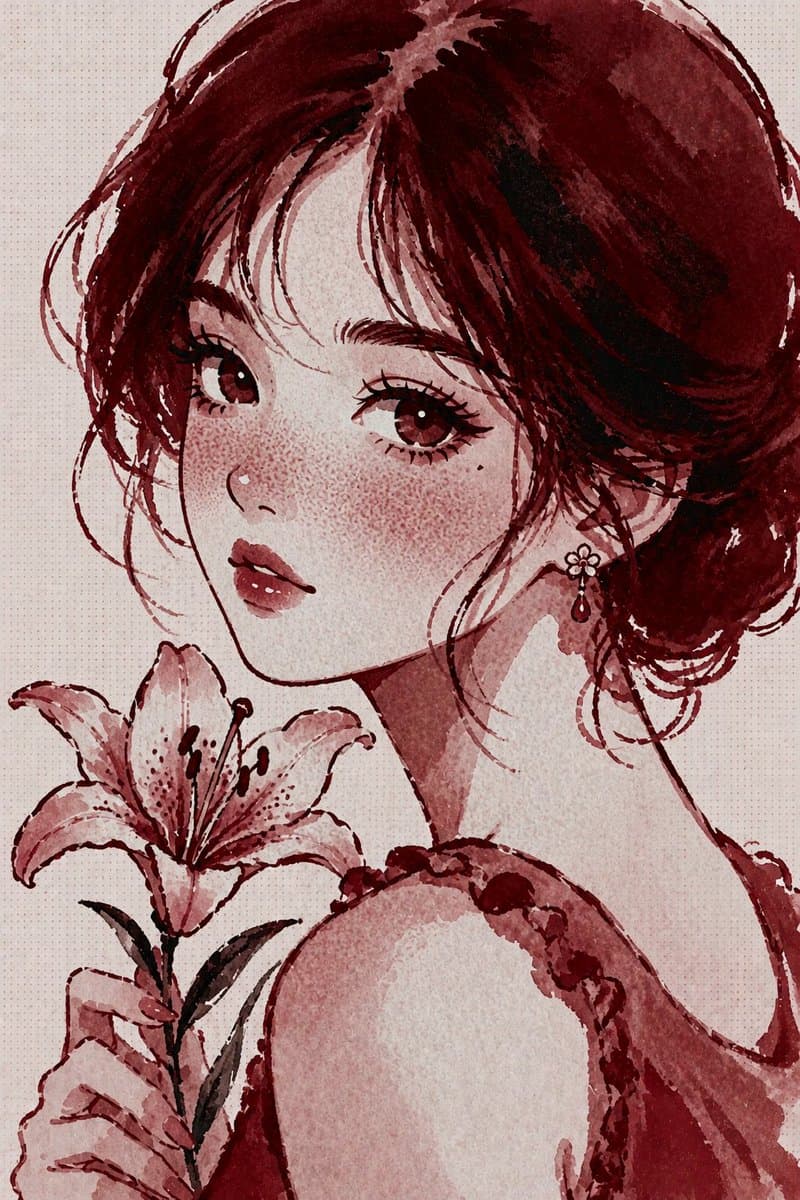 Incredible Censored Burgundy Watercolor Portrait