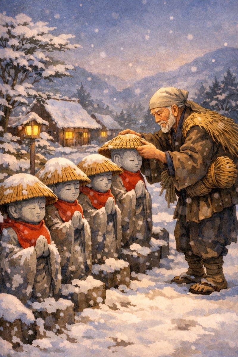 Incredible Kasa Jizo Folktale Illustration
