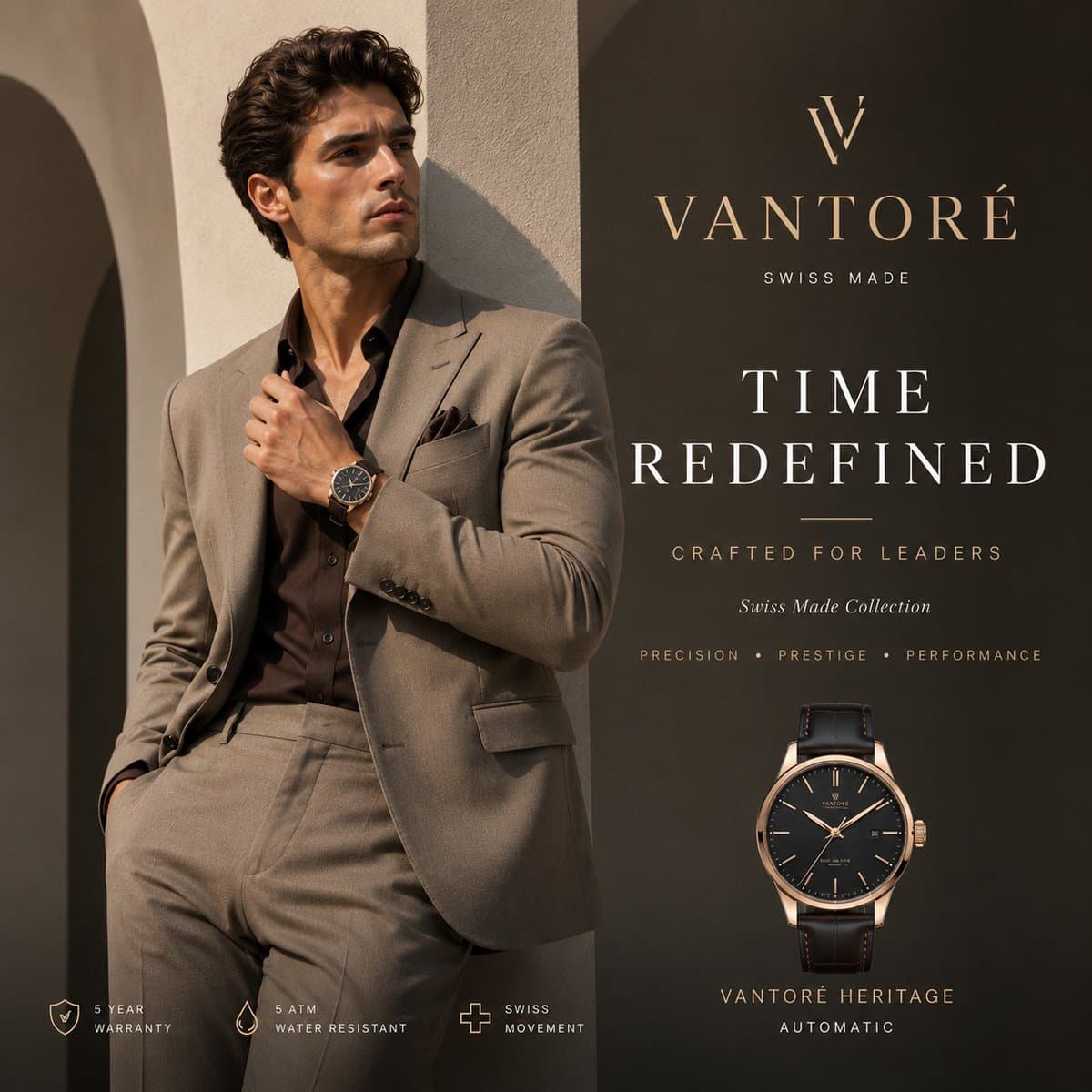 Luxury Vantoré Watch Advertisement Visuals