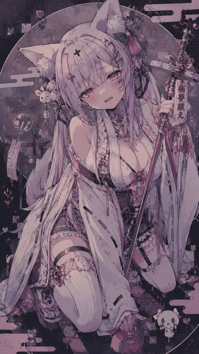 Masterful Gothic Kitsune Shrine Maiden