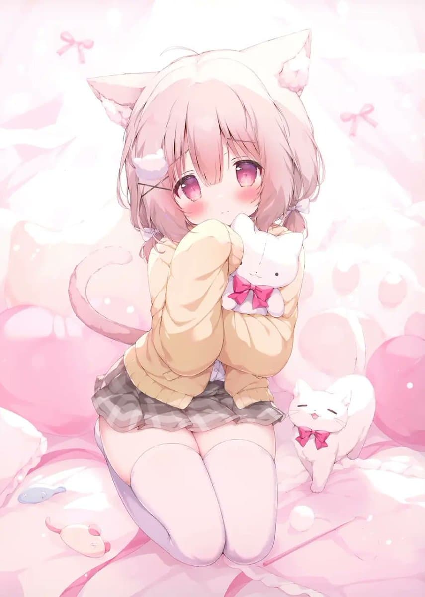 Pastel Shy Catgirl Bedroom