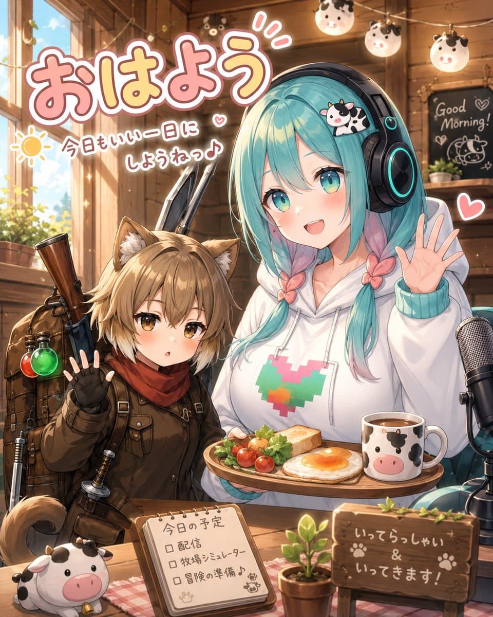 Photorealistic Cozy Anime Morning Livestream