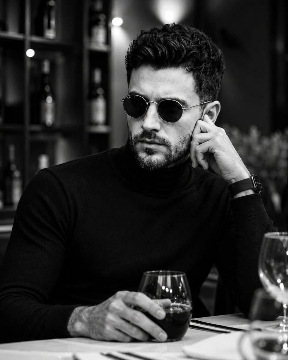 Photorealistic Luxury Restaurant Monochrome Portrait