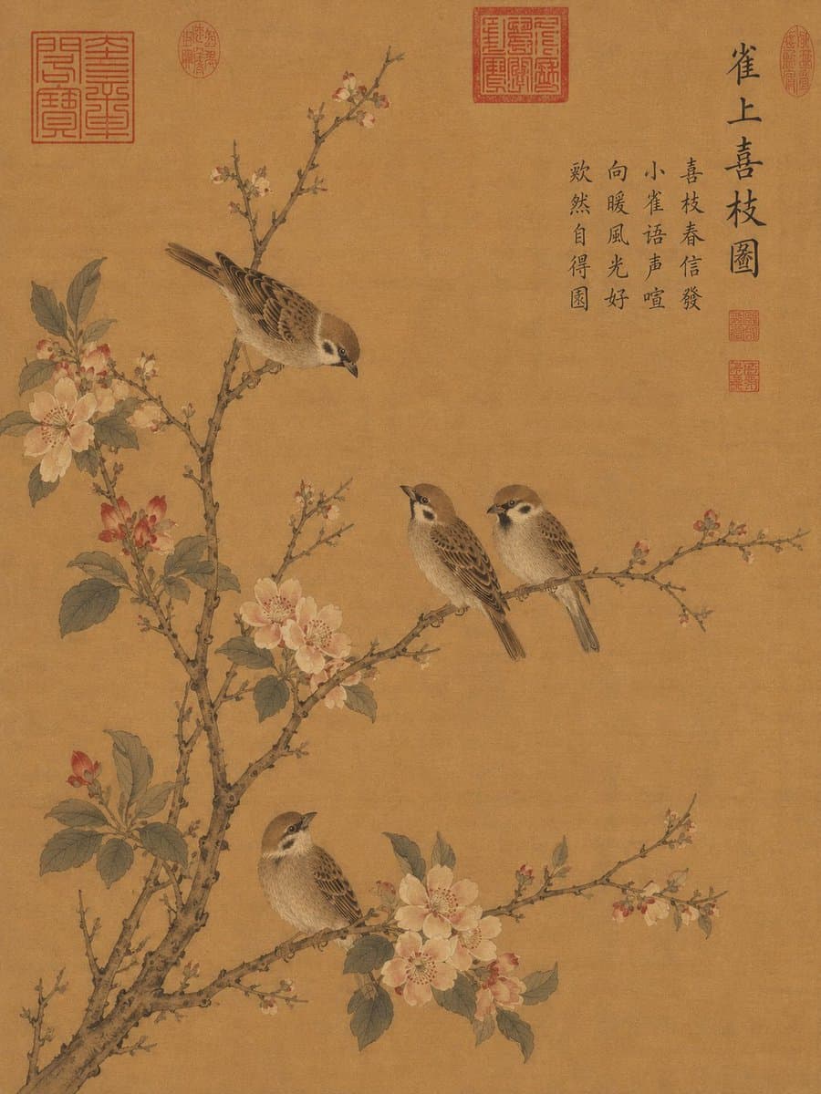 Song Dynasty Style Bird And Branch Painting Perspective