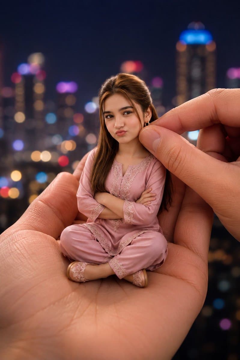 Striking Miniature Doll In Human Palm