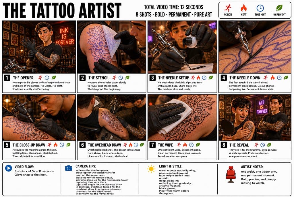 Vibrant Tattoo Artist Storyboard Infographic